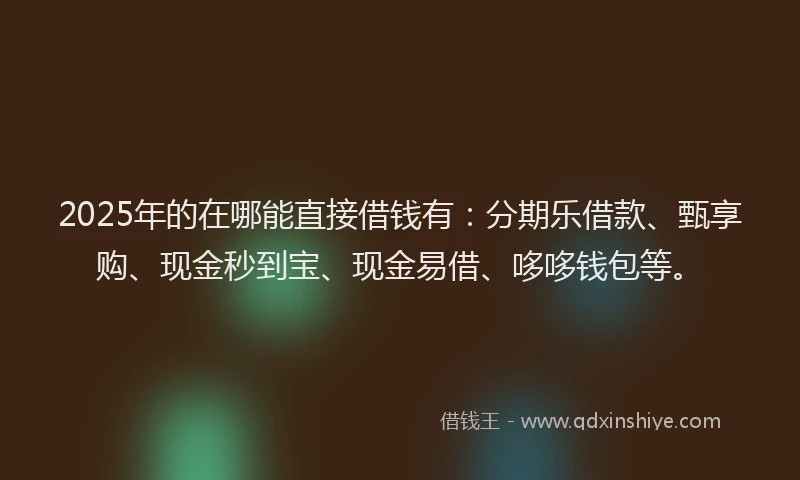 2025年的在哪能直接借钱有：分期乐借款、甄享购、现金秒到宝、现金易借、哆哆钱包等。