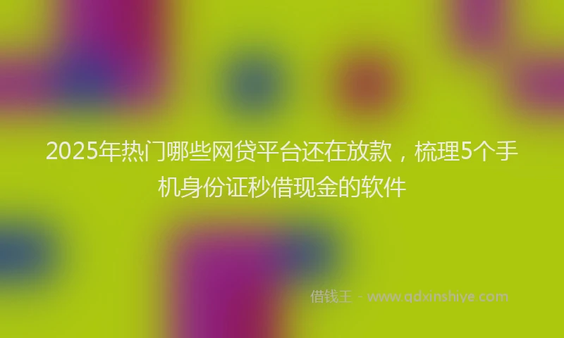 2025年热门哪些网贷平台还在放款，梳理5个手机身份证秒借现金的软件