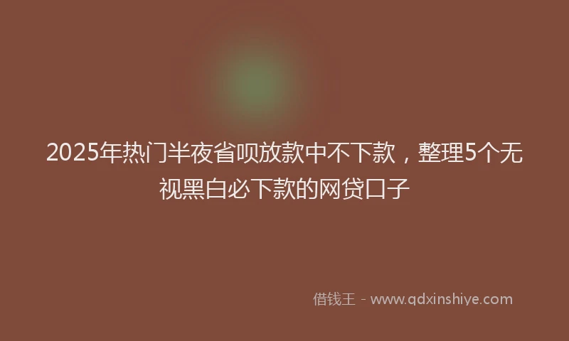 2025年热门半夜省呗放款中不下款，整理5个无视黑白必下款的网贷口子
