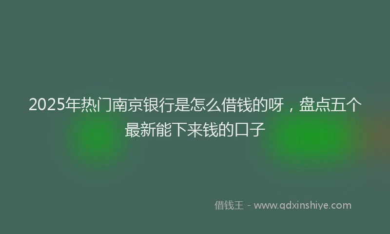 2025年热门南京银行是怎么借钱的呀，盘点五个最新能下来钱的口子