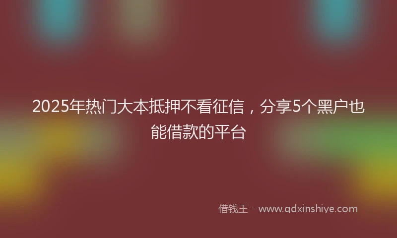 2025年热门大本抵押不看征信，分享5个黑户也能借款的平台