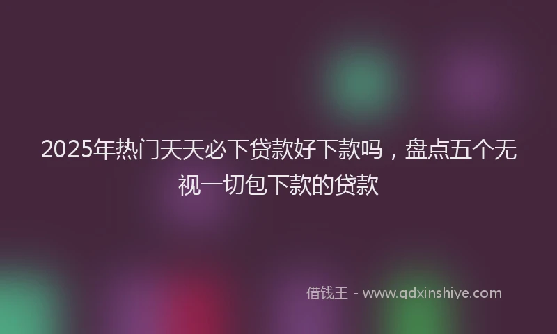 2025年热门天天必下贷款好下款吗，盘点五个无视一切包下款的贷款