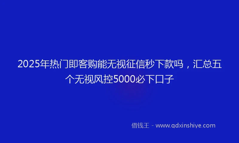2025年热门即客购能无视征信秒下款吗，汇总五个无视风控5000必下口子