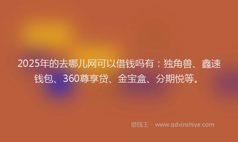 2025年的去哪儿网可以借钱吗有：独角兽、鑫速钱包、360尊享贷、金宝盒、分期悦等。