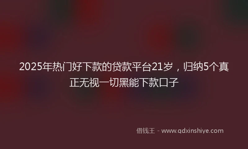 2025年热门好下款的贷款平台21岁，归纳5个真正无视一切黑能下款口子