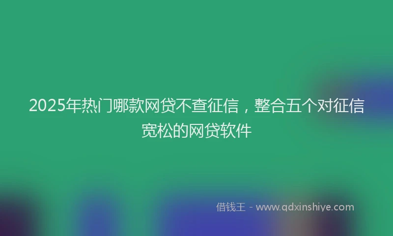 2025年热门哪款网贷不查征信，整合五个对征信宽松的网贷软件