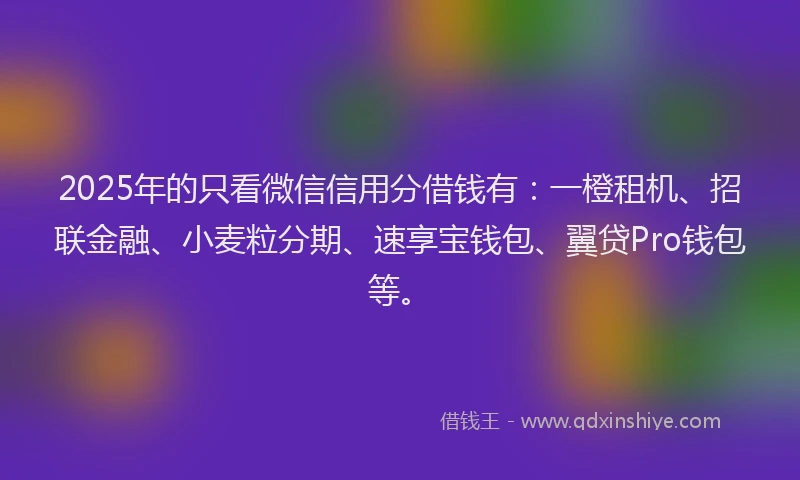 2025年的只看微信信用分借钱有：一橙租机、招联金融、小麦粒分期、速享宝钱包、翼贷Pro钱包等。