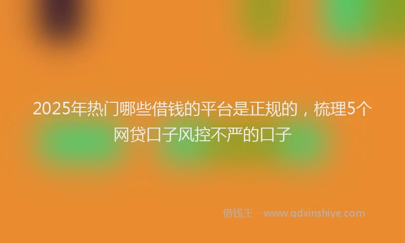 2025年热门哪些借钱的平台是正规的，梳理5个网贷口子风控不严的口子
