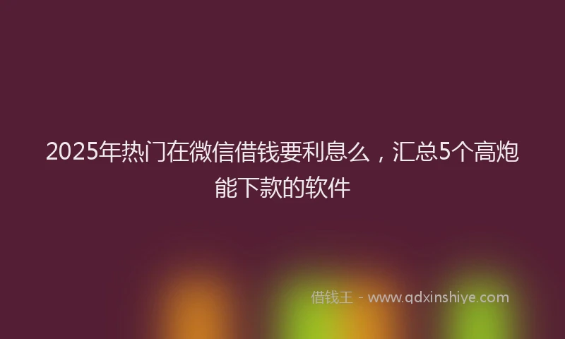 2025年热门在微信借钱要利息么，汇总5个高炮能下款的软件