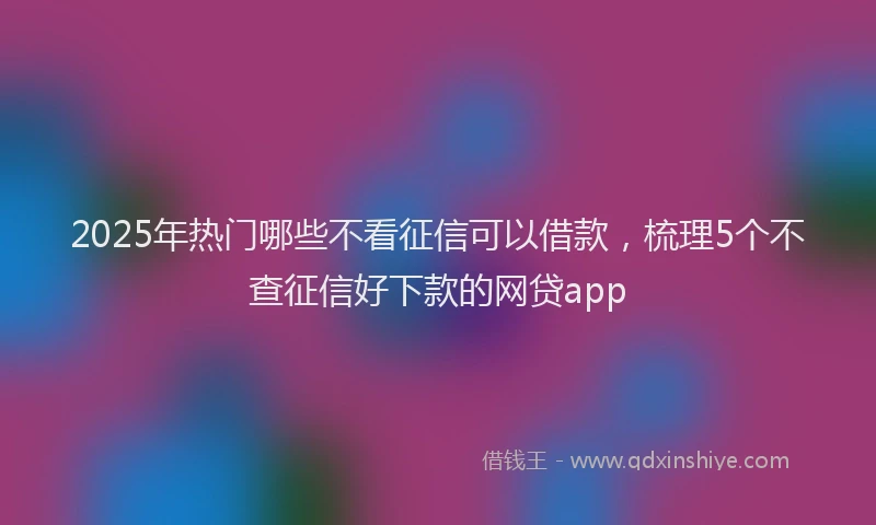 2025年热门哪些不看征信可以借款，梳理5个不查征信好下款的网贷app