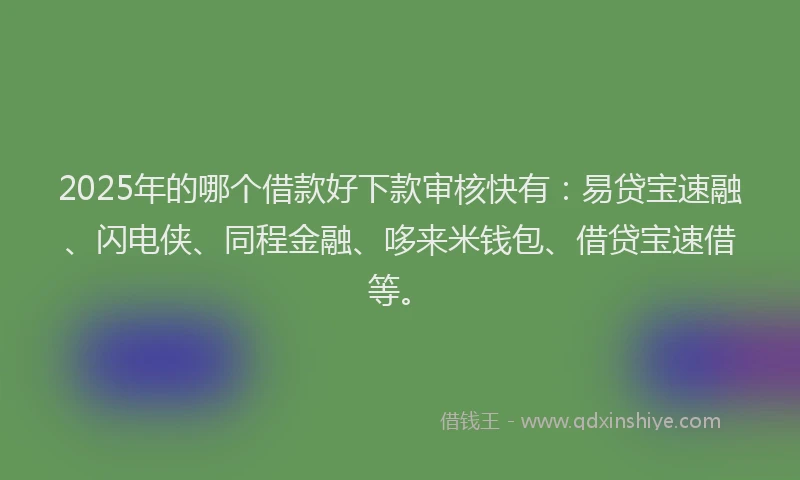 2025年的哪个借款好下款审核快有：易贷宝速融、闪电侠、同程金融、哆来米钱包、借贷宝速借等。