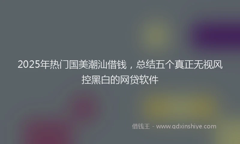 2025年热门国美潮汕借钱，总结五个真正无视风控黑白的网贷软件
