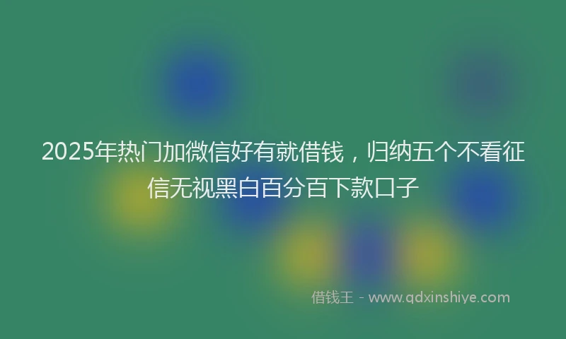 2025年热门加微信好有就借钱，归纳五个不看征信无视黑白百分百下款口子