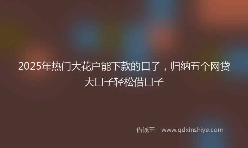 2025年热门大花户能下款的口子，归纳五个网贷大口子轻松借口子