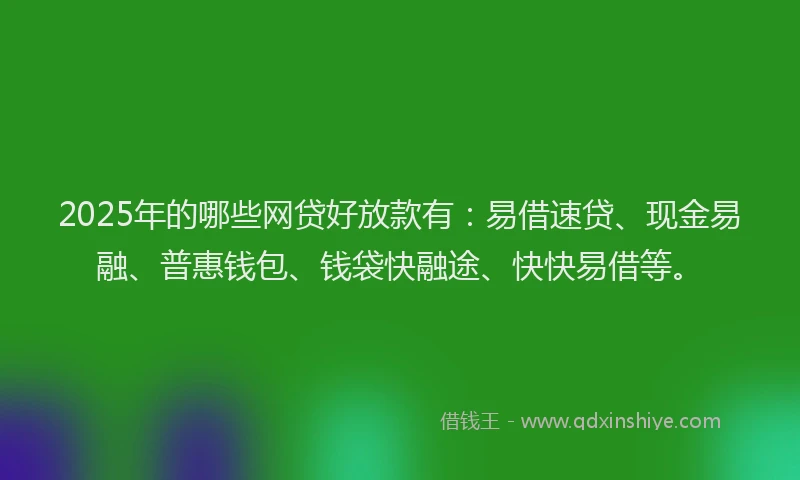 2025年的哪些网贷好放款有：易借速贷、现金易融、普惠钱包、钱袋快融途、快快易借等。