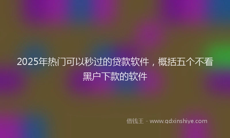 2025年热门可以秒过的贷款软件，概括五个不看黑户下款的软件