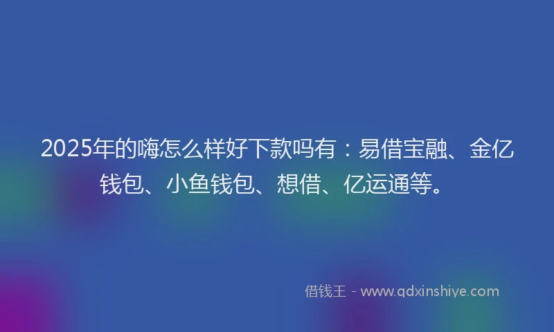 2025年的嗨怎么样好下款吗有：易借宝融、金亿钱包、小鱼钱包、想借、亿运通等。