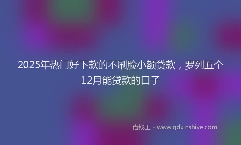 2025年热门好下款的不刷脸小额贷款，罗列五个12月能贷款的口子
