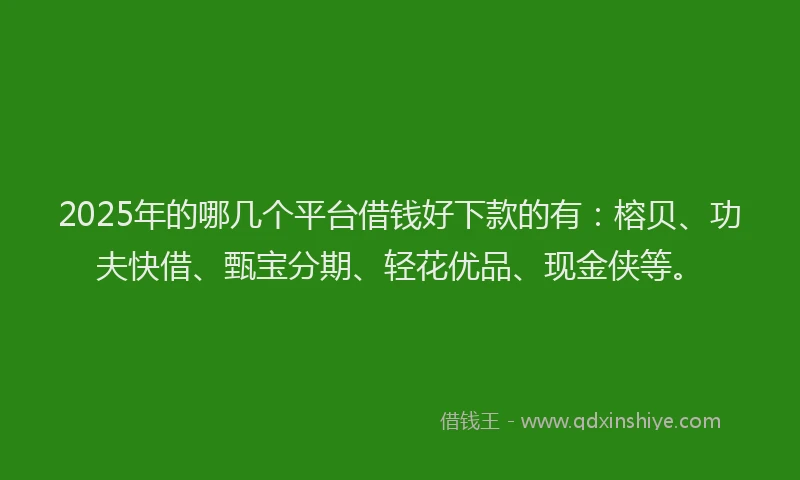 2025年的哪几个平台借钱好下款的有：榕贝、功夫快借、甄宝分期、轻花优品、现金侠等。