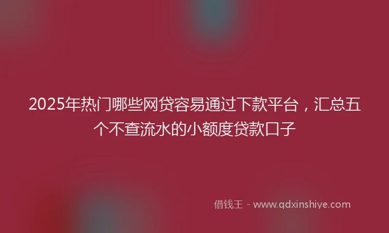 2025年热门哪些网贷容易通过下款平台，汇总五个不查流水的小额度贷款口子