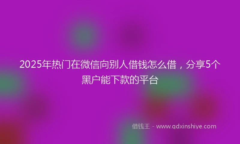 2025年热门在微信向别人借钱怎么借，分享5个黑户能下款的平台
