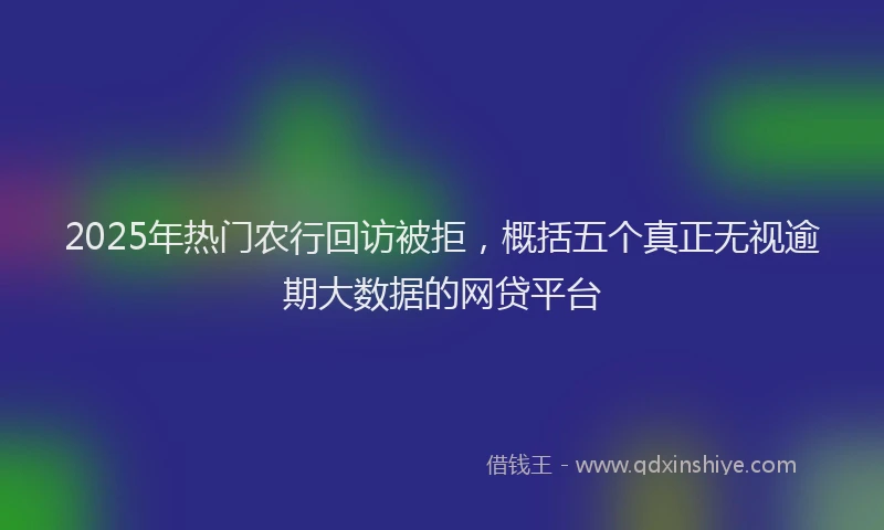 2025年热门农行回访被拒，概括五个真正无视逾期大数据的网贷平台