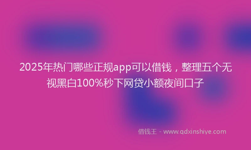 2025年热门哪些正规app可以借钱，整理五个无视黑白100%秒下网贷小额夜间口子