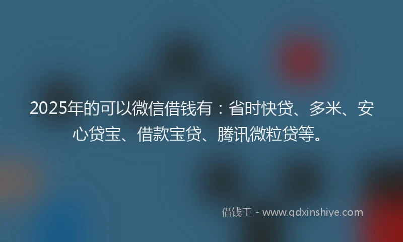 2025年的可以微信借钱有：省时快贷、多米、安心贷宝、借款宝贷、腾讯微粒贷等。