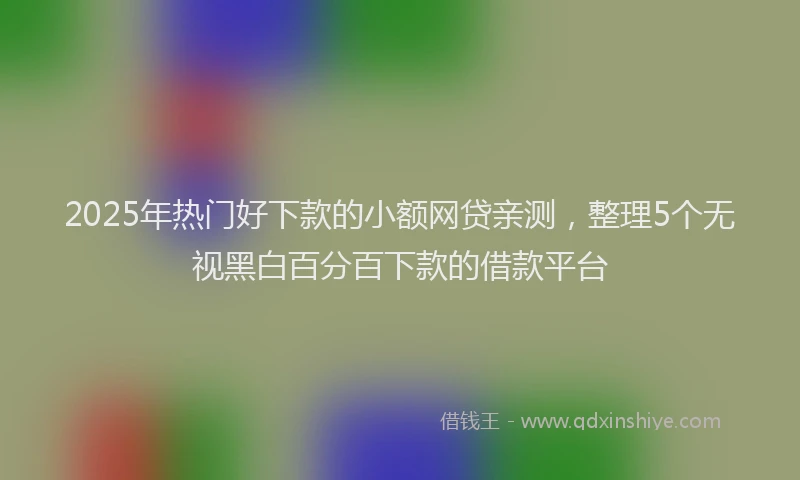2025年热门好下款的小额网贷亲测，整理5个无视黑白百分百下款的借款平台