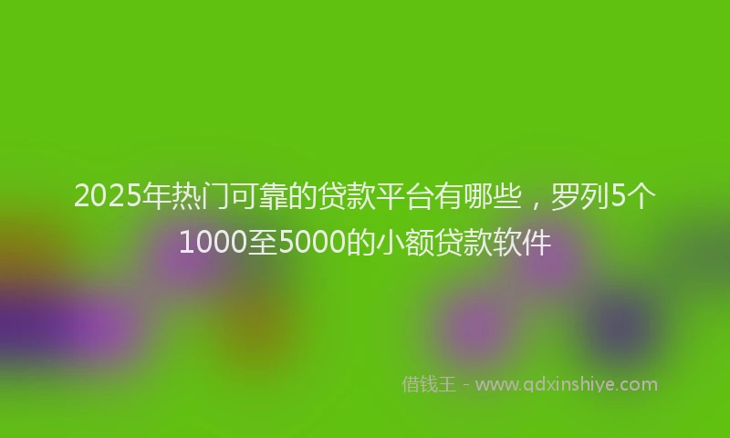 2025年热门可靠的贷款平台有哪些，罗列5个1000至5000的小额贷款软件