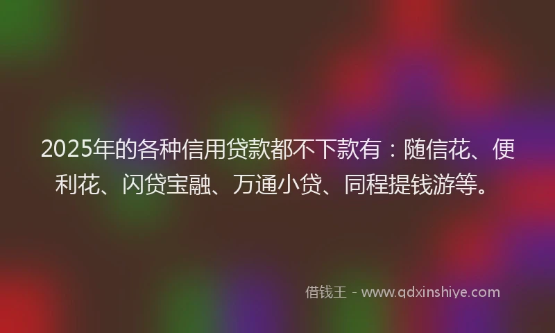 2025年的各种信用贷款都不下款有：随信花、便利花、闪贷宝融、万通小贷、同程提钱游等。