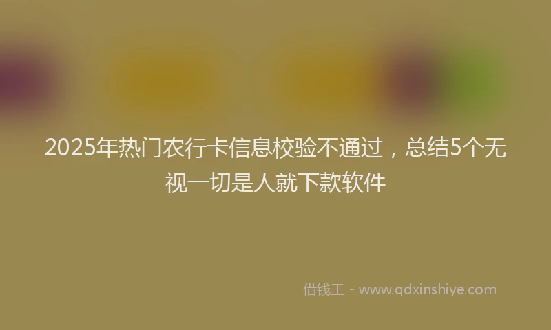 2025年热门农行卡信息校验不通过，总结5个无视一切是人就下款软件