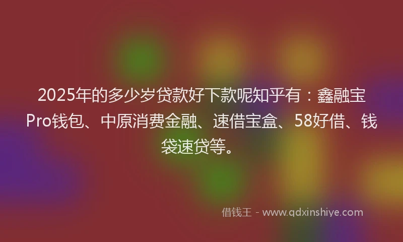 2025年的多少岁贷款好下款呢知乎有：鑫融宝Pro钱包、中原消费金融、速借宝盒、58好借、钱袋速贷等。