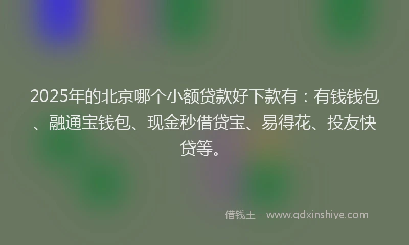 2025年的北京哪个小额贷款好下款有：有钱钱包、融通宝钱包、现金秒借贷宝、易得花、投友快贷等。