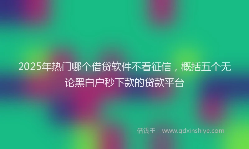 2025年热门哪个借贷软件不看征信，概括五个无论黑白户秒下款的贷款平台