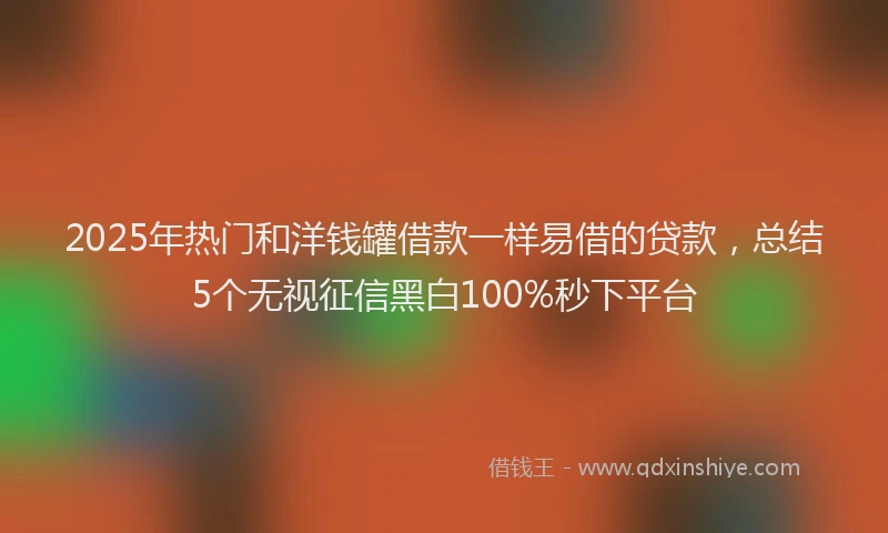 2025年热门和洋钱罐借款一样易借的贷款，总结5个无视征信黑白100%秒下平台