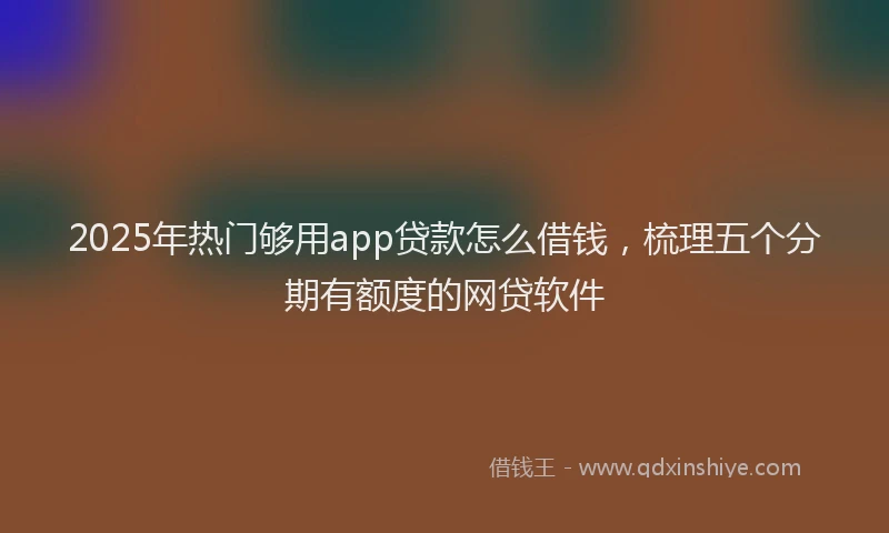 2025年热门够用app贷款怎么借钱，梳理五个分期有额度的网贷软件