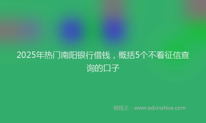 2025年热门南阳银行借钱，概括5个不看征信查询的口子