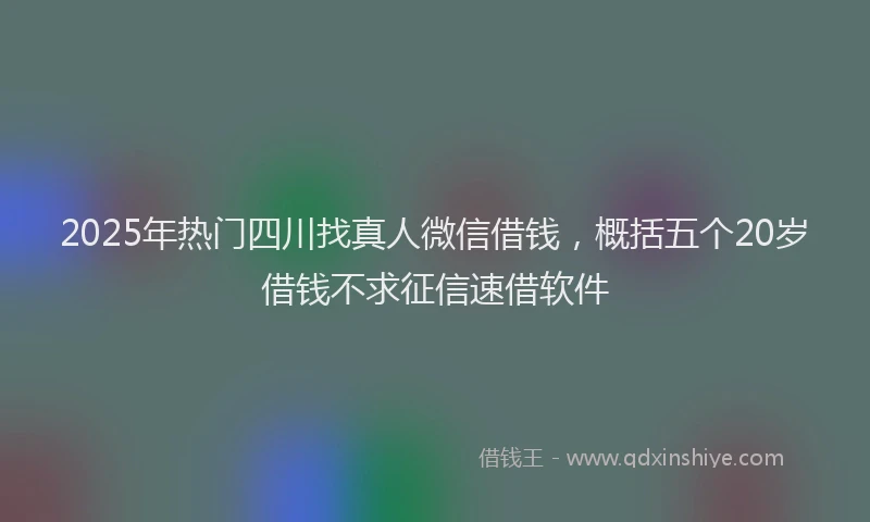 2025年热门四川找真人微信借钱，概括五个20岁借钱不求征信速借软件
