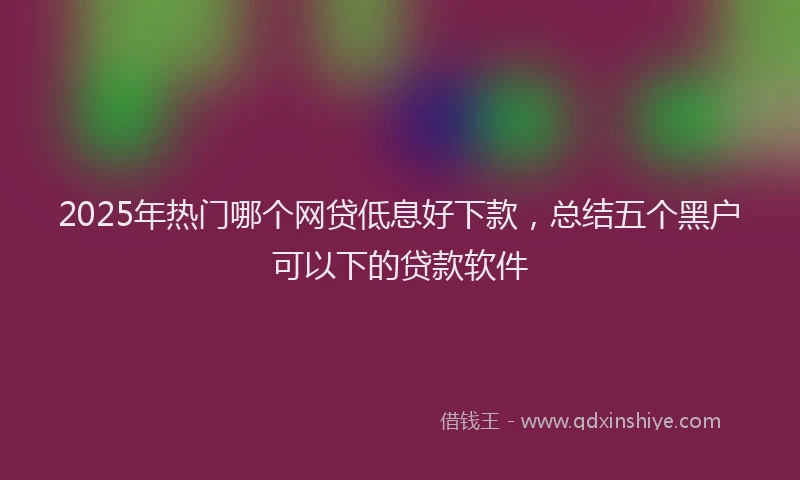 2025年热门哪个网贷低息好下款，总结五个黑户可以下的贷款软件