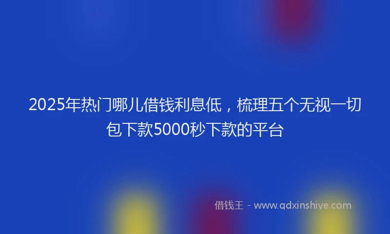 2025年热门哪儿借钱利息低，梳理五个无视一切包下款5000秒下款的平台