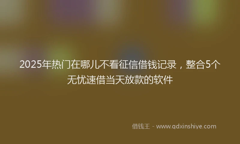 2025年热门在哪儿不看征信借钱记录，整合5个无忧速借当天放款的软件