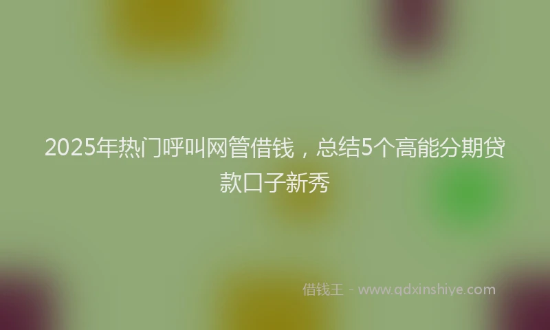 2025年热门呼叫网管借钱，总结5个高能分期贷款口子新秀