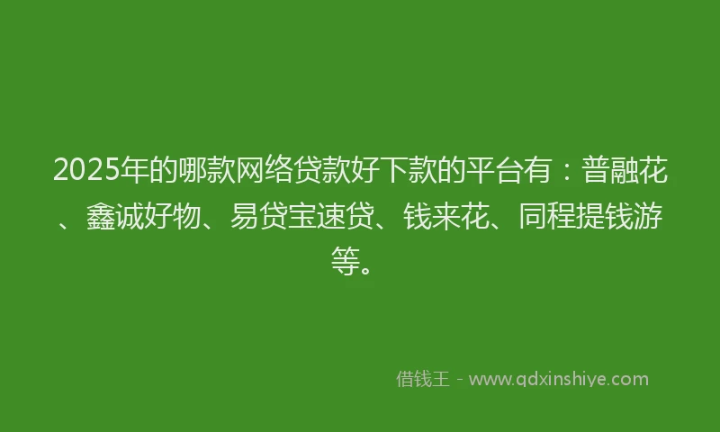 2025年的哪款网络贷款好下款的平台有：普融花、鑫诚好物、易贷宝速贷、钱来花、同程提钱游等。