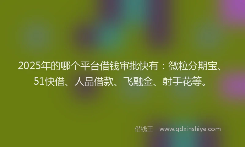 2025年的哪个平台借钱审批快有：微粒分期宝、51快借、人品借款、飞融金、射手花等。