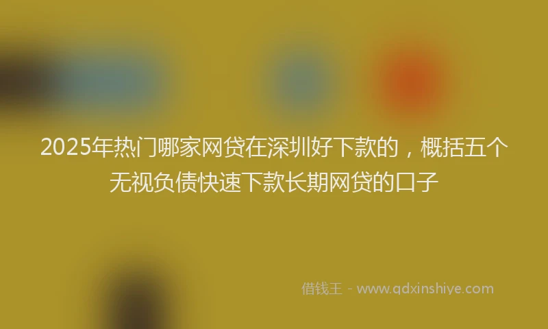 2025年热门哪家网贷在深圳好下款的，概括五个无视负债快速下款长期网贷的口子