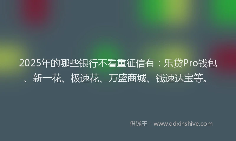 2025年的哪些银行不看重征信有：乐贷Pro钱包、新一花、极速花、万盛商城、钱速达宝等。