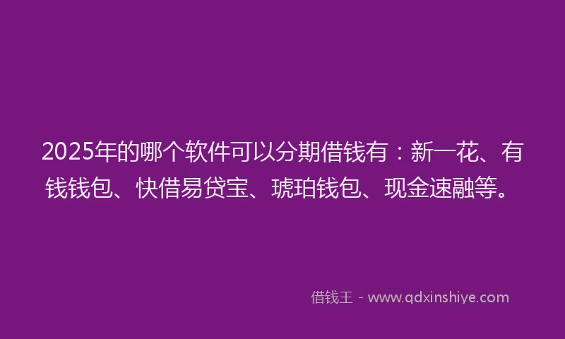 2025年的哪个软件可以分期借钱有：新一花、有钱钱包、快借易贷宝、琥珀钱包、现金速融等。