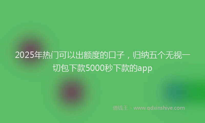 2025年热门可以出额度的口子，归纳五个无视一切包下款5000秒下款的app