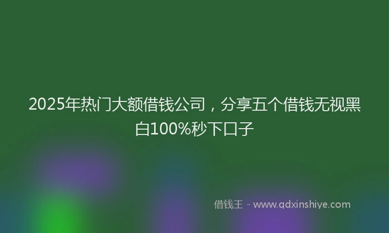 2025年热门大额借钱公司，分享五个借钱无视黑白100%秒下口子